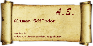 Altman Sándor névjegykártya