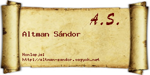 Altman Sándor névjegykártya