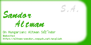 sandor altman business card